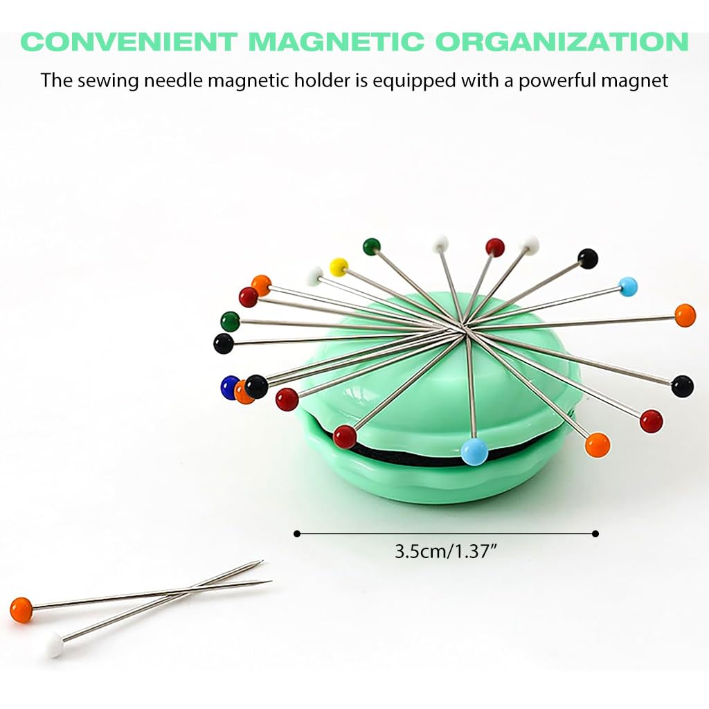 Supvox Magnetic Guide Belt Pin Holder for Sewing with Needle Sharpening Feature | Blue Wrist Pincushion