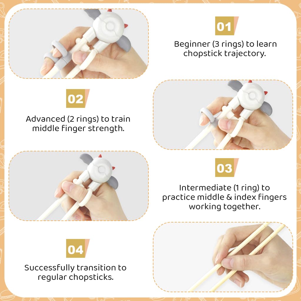 SNOWIE SOFT Kids Training Chopsticks Set for Ages 3–7 with Hinged Loops and Anti‑Slip Tips | BPA‑Free ABS Utensils