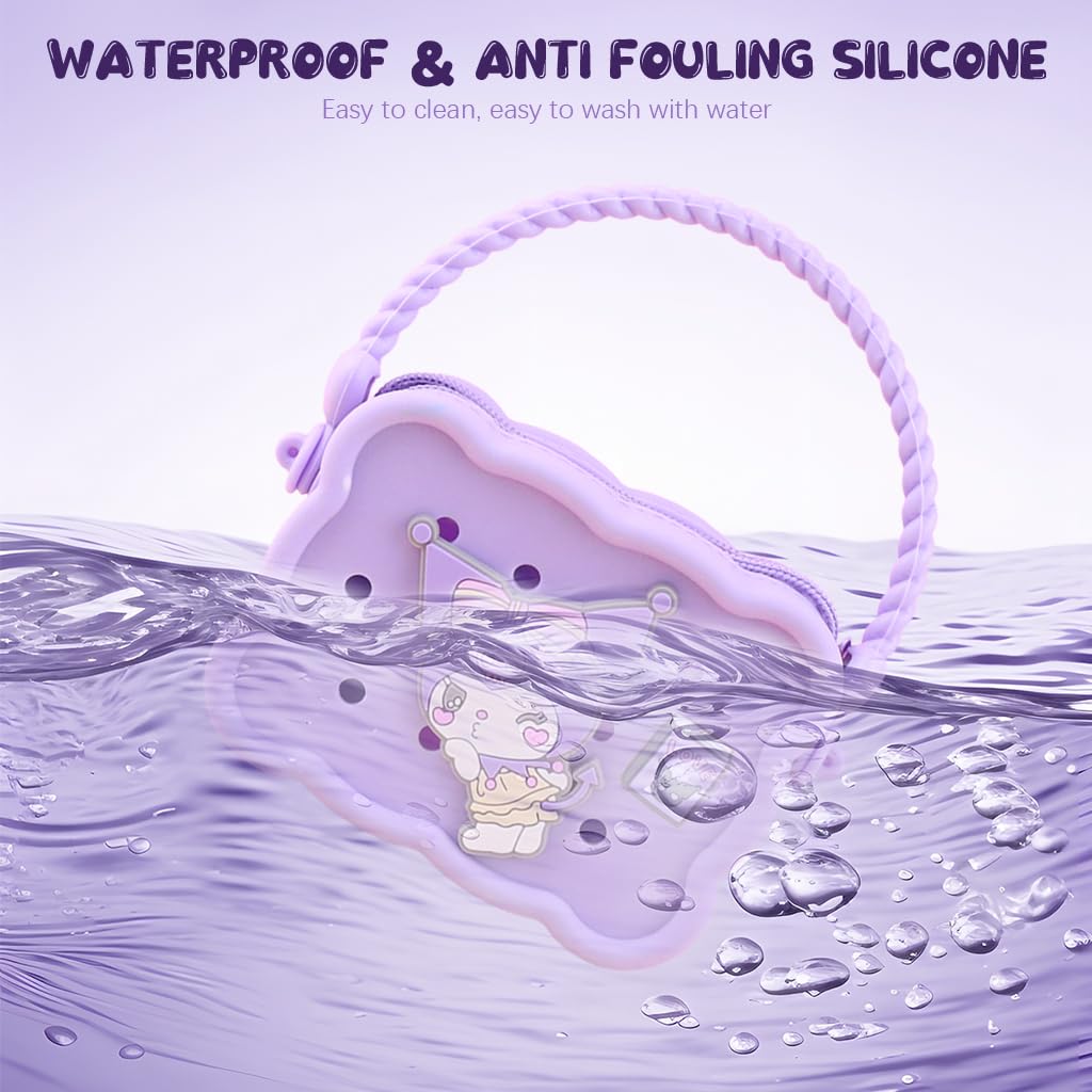 ZIBUYU Kuromi Purse for Girls featuring DIY Charm Holes with 12x9cm Silicone Design | Cute Gift