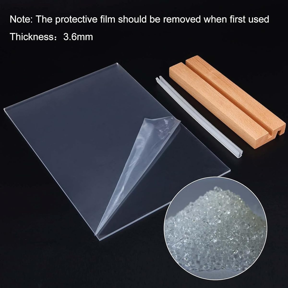 HASTHIP Acrylic Sign Holder for Table Menus with Double Sided Display | 3Pcs 5x7 in Wood Base