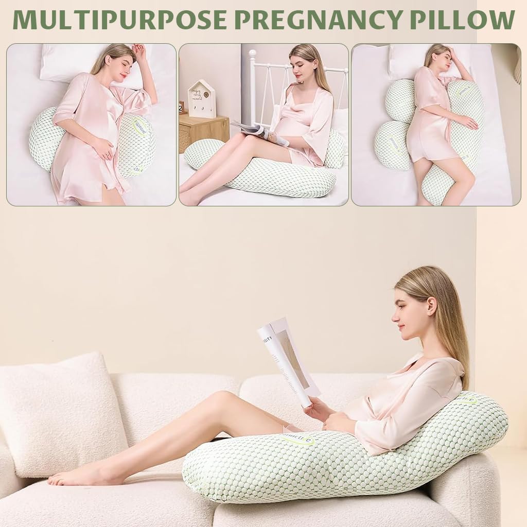 HASTHIP Pregnancy Pillow for Full Body Comfort with 2 Wedge Lumbar Pillows and Soft Washable Cover