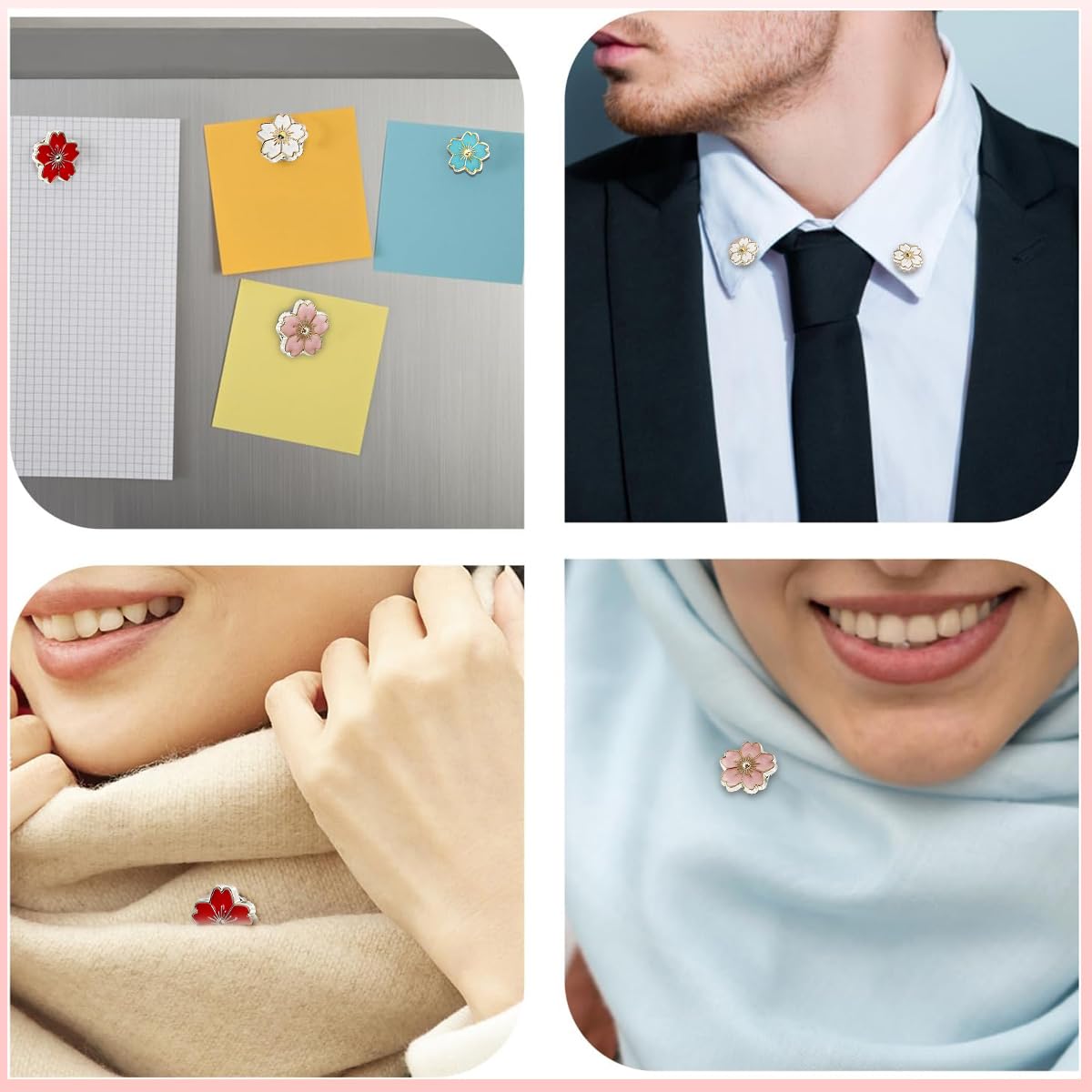 Venzina Magnetic Hijab Pins for Scarves featuring Strong Magnet Lock 4 Pairs | Sakura Floral Design