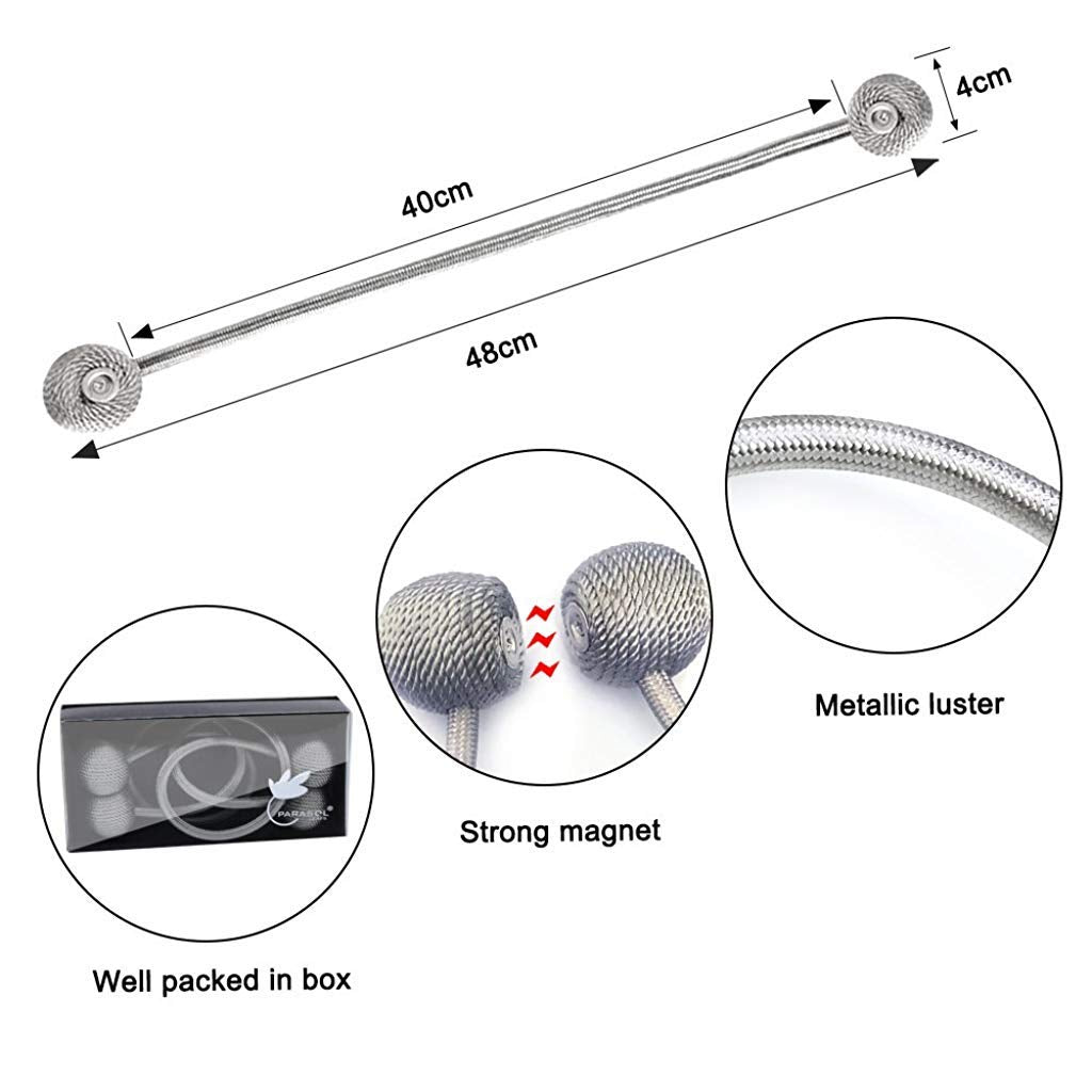 HASTHIP Magnetic Curtain Tiebacks for Home and Office with Strong Nickel Magnet | Red 2 Pack 16in Rope