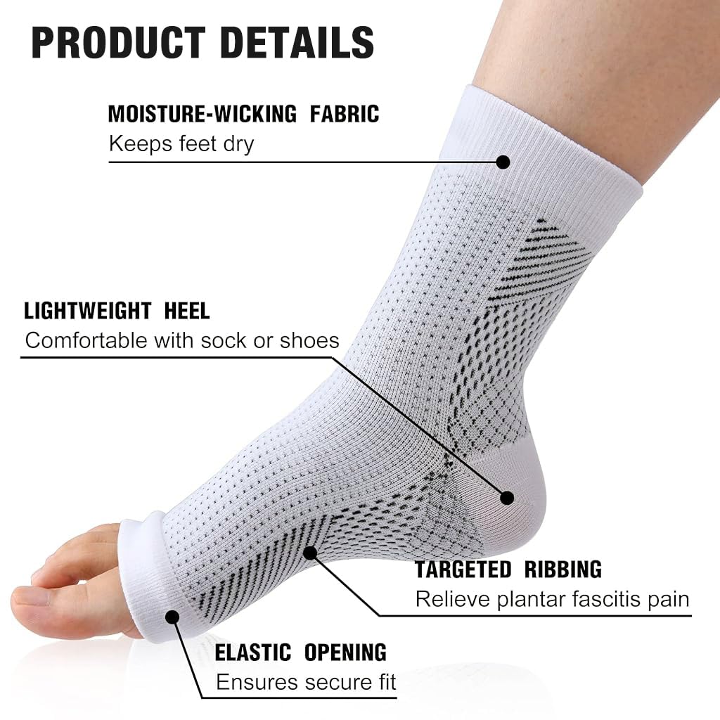 ZIBUYU® 2 Pairs Ankle Support Socks Sports Anti-slip Ankle Compression Socks Pain Relief Fasciitis Compression Socks Elastic Ankle Compression Socks for Fitness, Running, Basketball, 11.6x3.5 inches