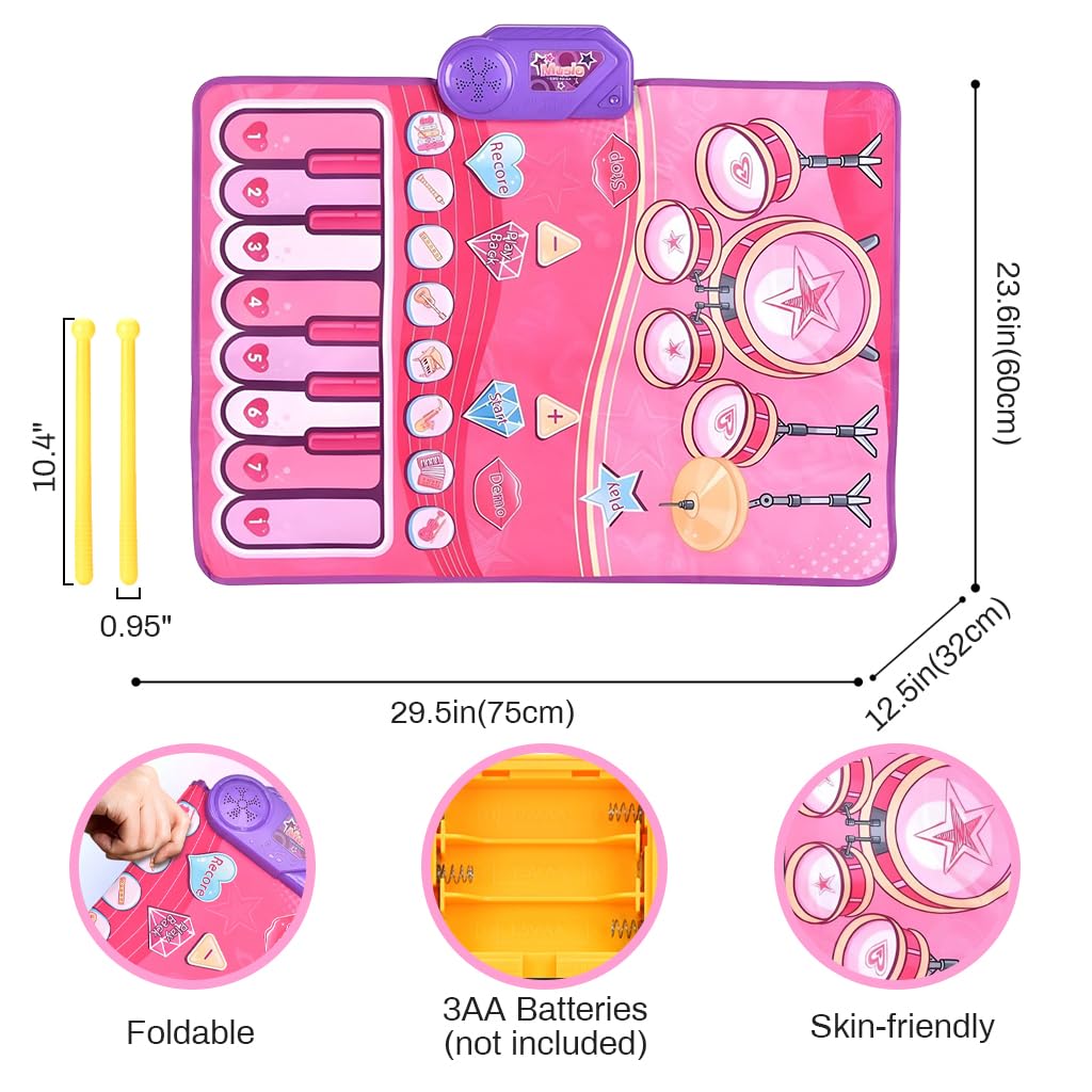 PATPAT Piano Keyboard Musical Mat for Kids with 8 Instrument Sounds and 75x54 cm Size | Educational Play Toy
