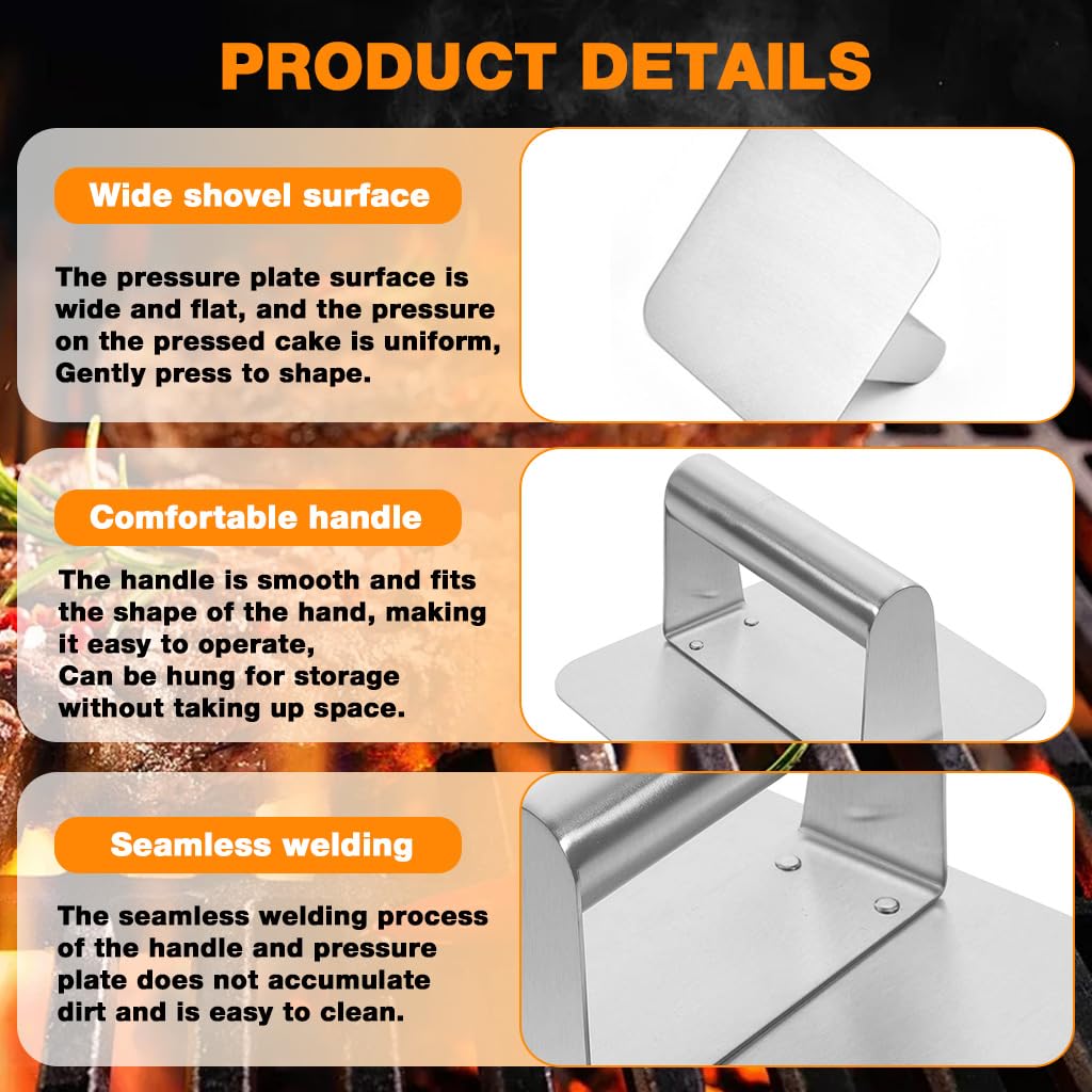 Supvox Burger Press for Homemade Patties featuring 14×7.5 cm Square Plate and Ergonomic Handle