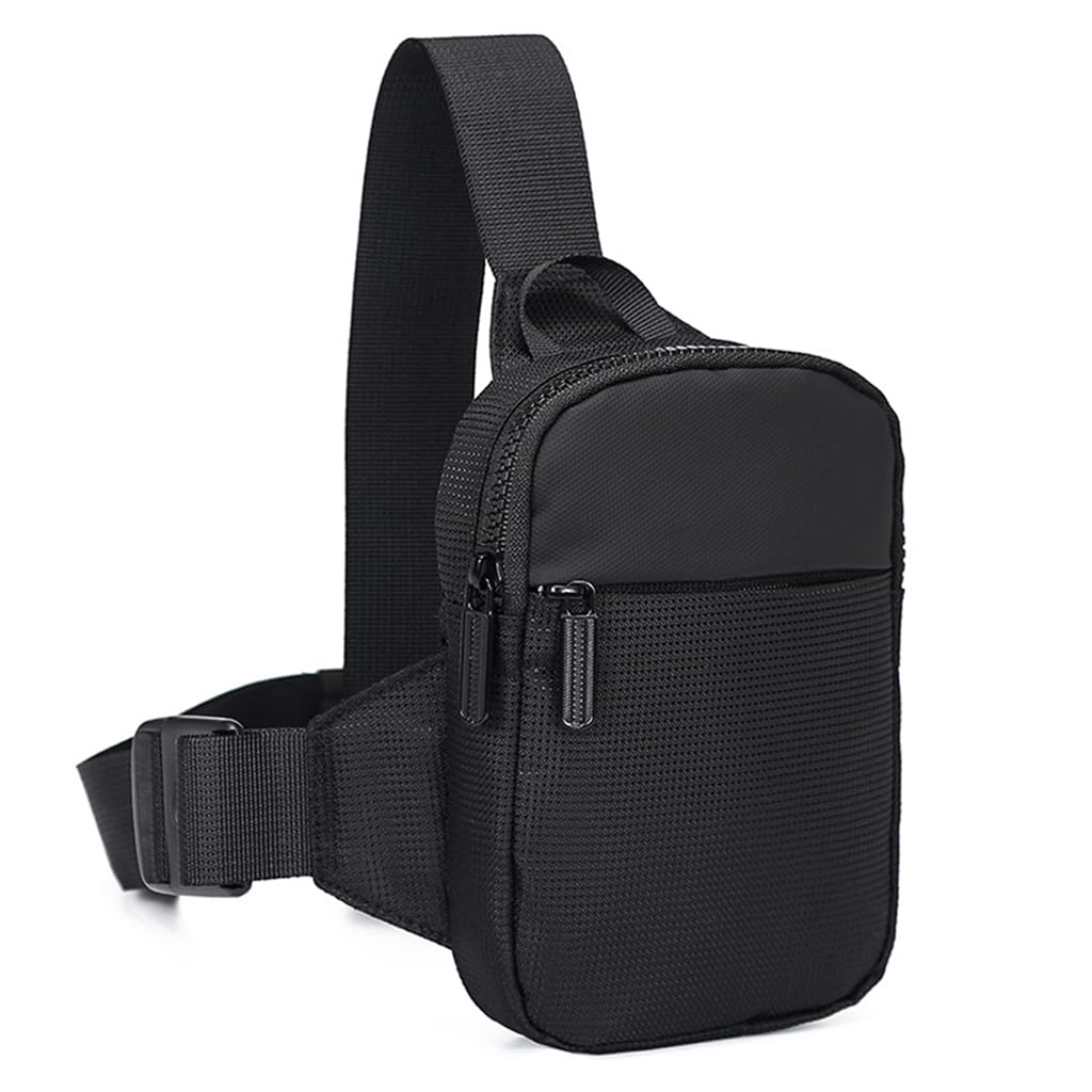 GUSTAVE Small Sling Bag for Men with Double Zipper Compartments 5.7x1.8x7.5 in | Waterproof Nylon Crossbody