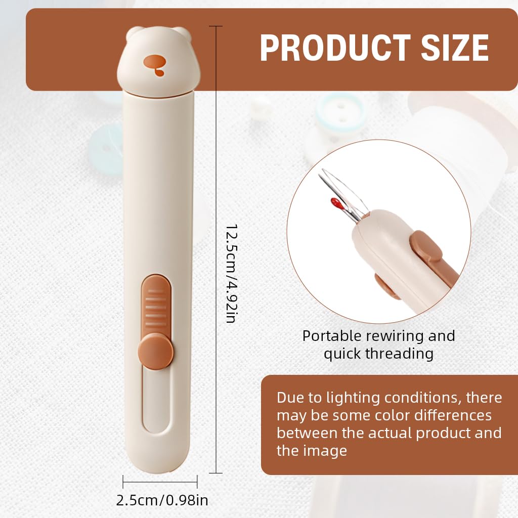 ZIBUYU Needle Threader and Seam Ripper for Sewing Projects with Ergonomic Handle | Beige