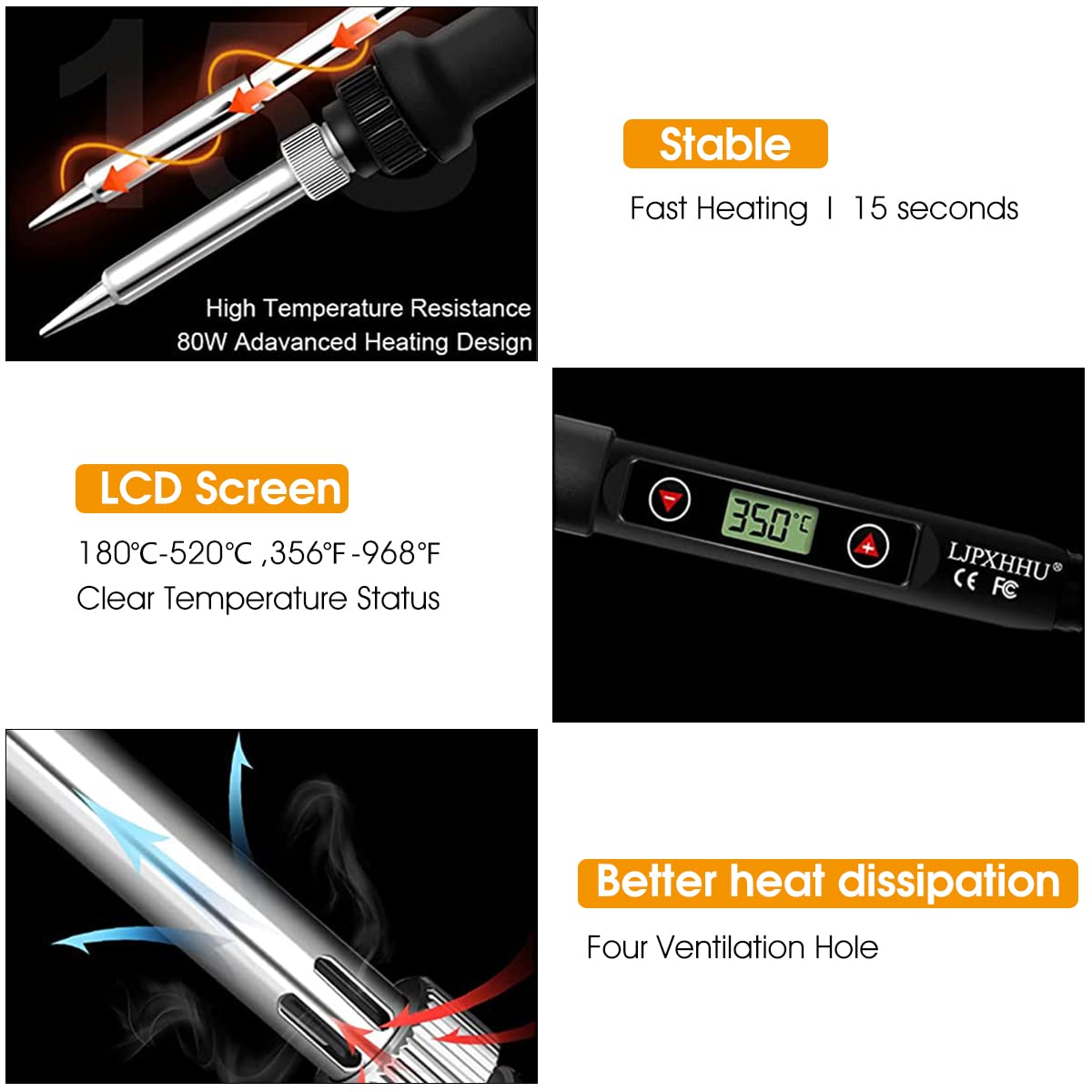HASTHIP Electric Soldering Iron Kit for Electronics with LCD Display and 200–450°C Adjustable Temperature | 12 Pcs Welding Tools