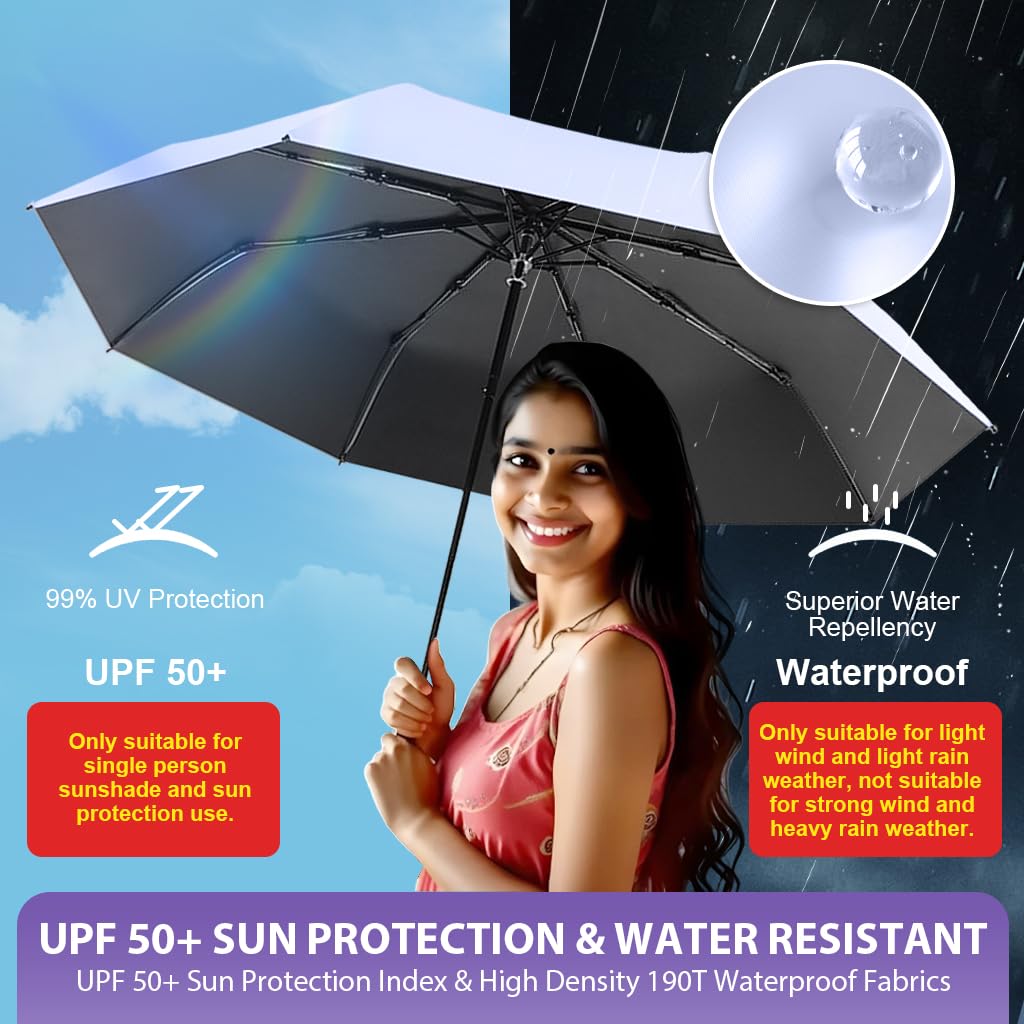 Venzina Sun Umbrella with UPF 50+ Protection and Fiberglass Ribs | Purple 2PCS Set