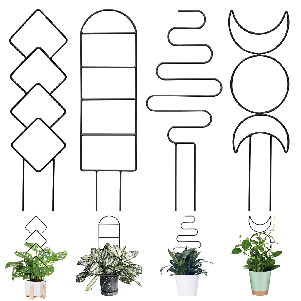 HASTHIP Plant Trellis for Indoor and Outdoor Pots with 4 Metal Supports | Weather‑Resistant Decorative Design