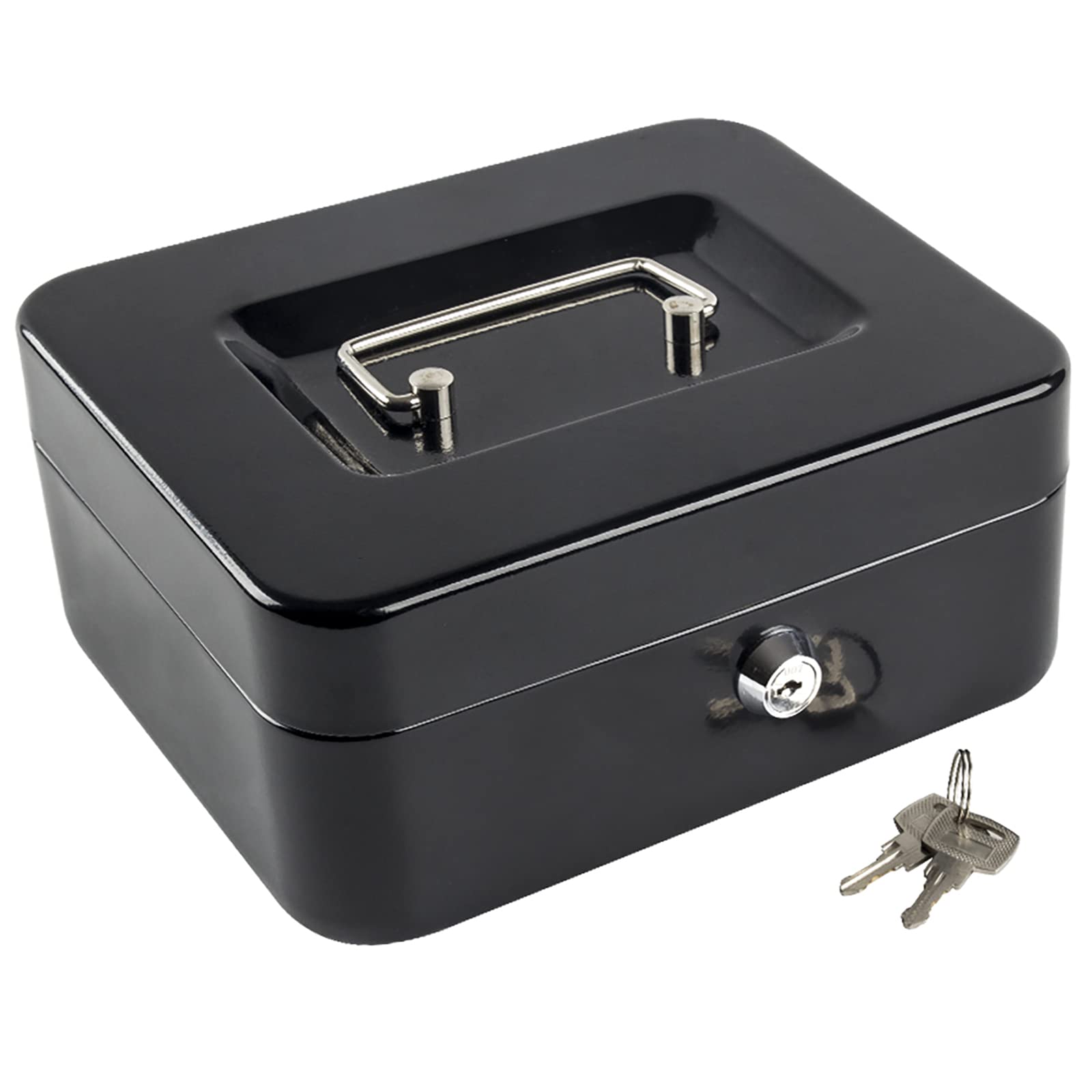 HASTHIP® Metal Key Safe Box with Lock and Keys - Cash Money Safe Box Small Safe Box Portable Safe Cash Box Piggy Bank Coin Box for Travel and Home Use, 11.5x8.5x5.3cm