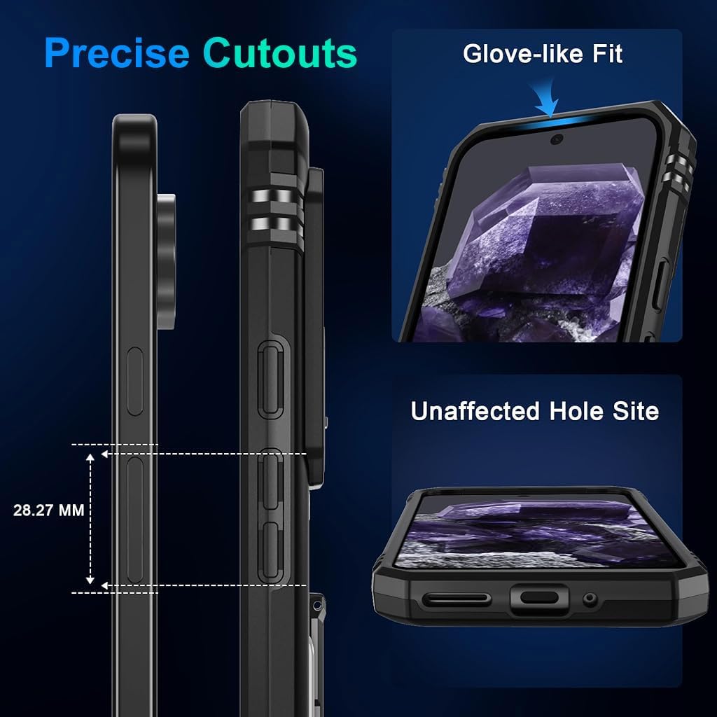ZORBES Magnetic Phone Case for Google Pixel 9 and 9 Pro with Sliding Camera Shield | Rugged Shockproof Full Body Cover featuring Kickstand Ring and TPU Frame