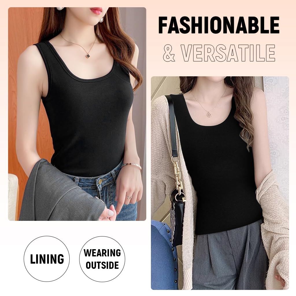 SANNIDHI Women’s Thermal Underwear Tops for Cold Weather with Fleece Lining 3 PCS Black