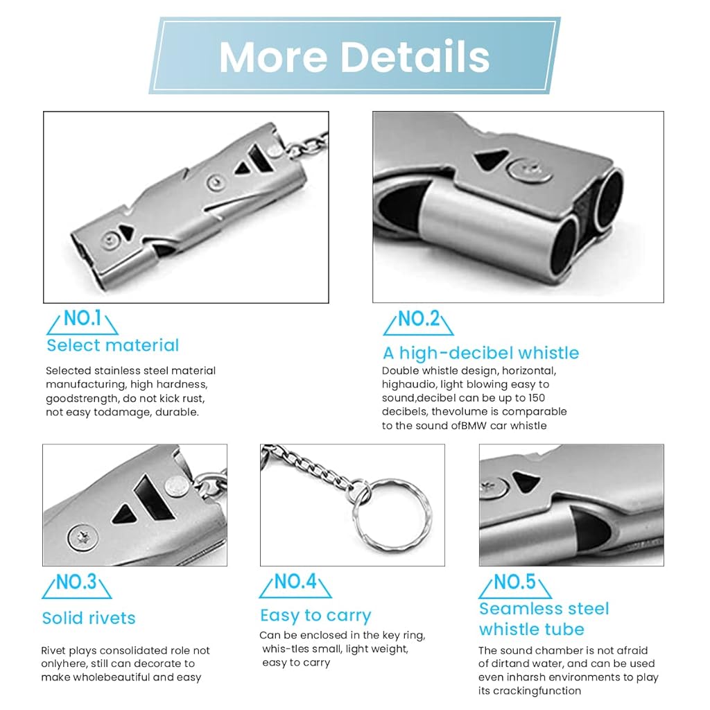 ZIBUYU® Emergency Whistles Lifeguard Safety Whistle with Keychain, Kids Rescue Signaling Loud Survival Whistle for Outdoor, Hiking, Camping Hunting, Fishing Boating 3 PCS