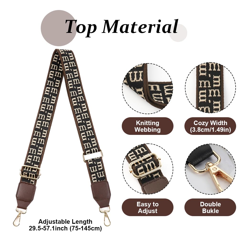 PALAY® Bag Straps for Sling Bag Brown Shoulder Strap for Crossbody Bag Fashion Polyester Chain of Bag Quick Release Adjustable Satchel Chain Strap for Handbags - 33''-55''