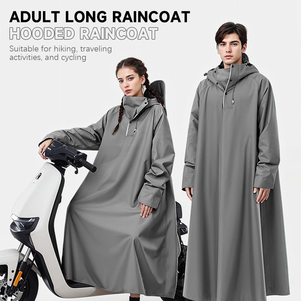 PALAY Long Rain Coat for Women with 121cm Length and 360° Wide-Brim Hood | Waterproof Oxford Poncho for Travel and Hiking