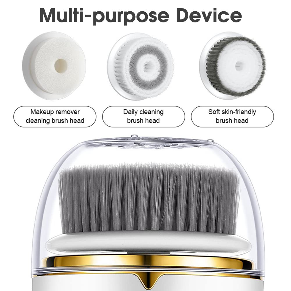 MAYCREATE® Electric Face Cleaning Massager with 3 in-1 Detachable Heads, Rechargeable Exfoliating Deep Cleaning Wash Face Cleanser Brush, Face Scrubber for Women Deep Skin Cleaning