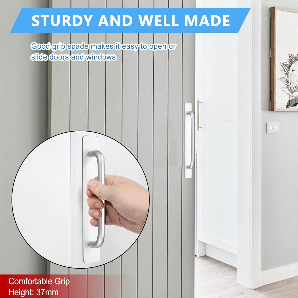 Supvox Door Handle for Cabinets and Sliding Doors featuring 5.8 in Self-Adhesive Design | Polished Aluminum Alloy Pull