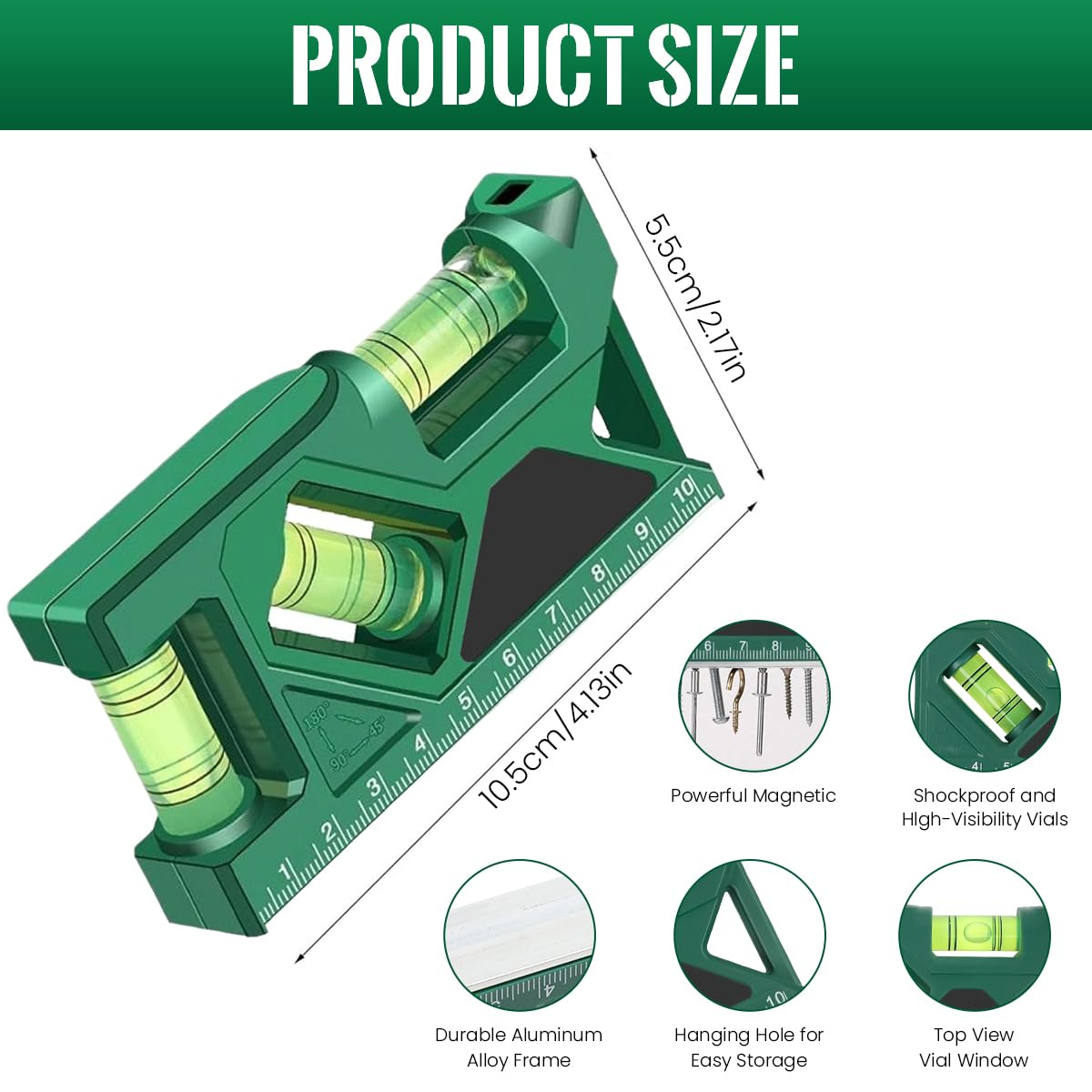 Serplex Magnetic Leveler Tool for Construction and HVAC Installation with 3 Bubble Vials | Portable 3PCS Set