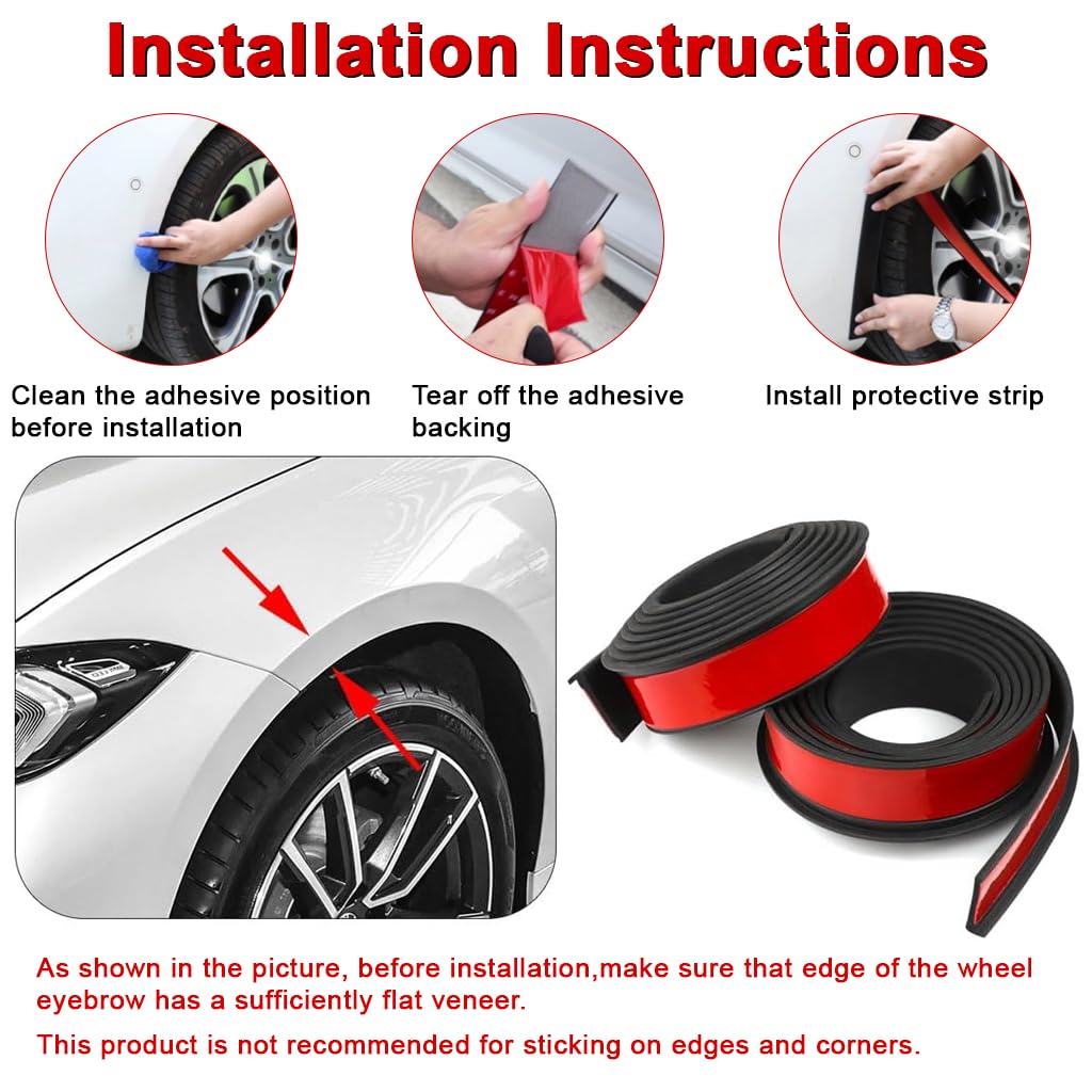 STHIRA Wheel Arch Protector Strips 4Pcs 4.5cm Width with Self Adhesive Rubber for Cars | Scratch Guard Trim