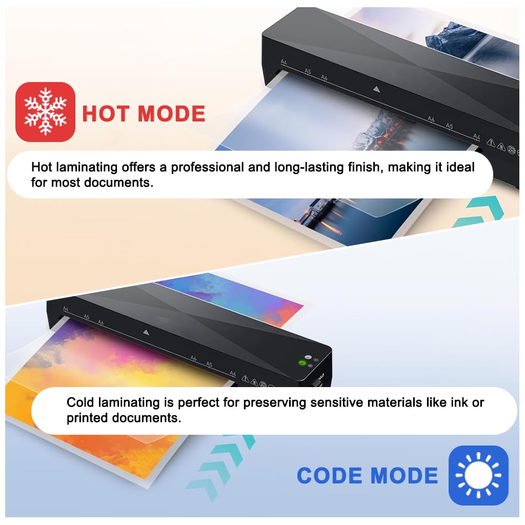 OFIFO Lamination Machine for A4 A5 A6 Documents with 115–145°C Control and 2‑Minute Warm-Up | Jam-Free Compact Design