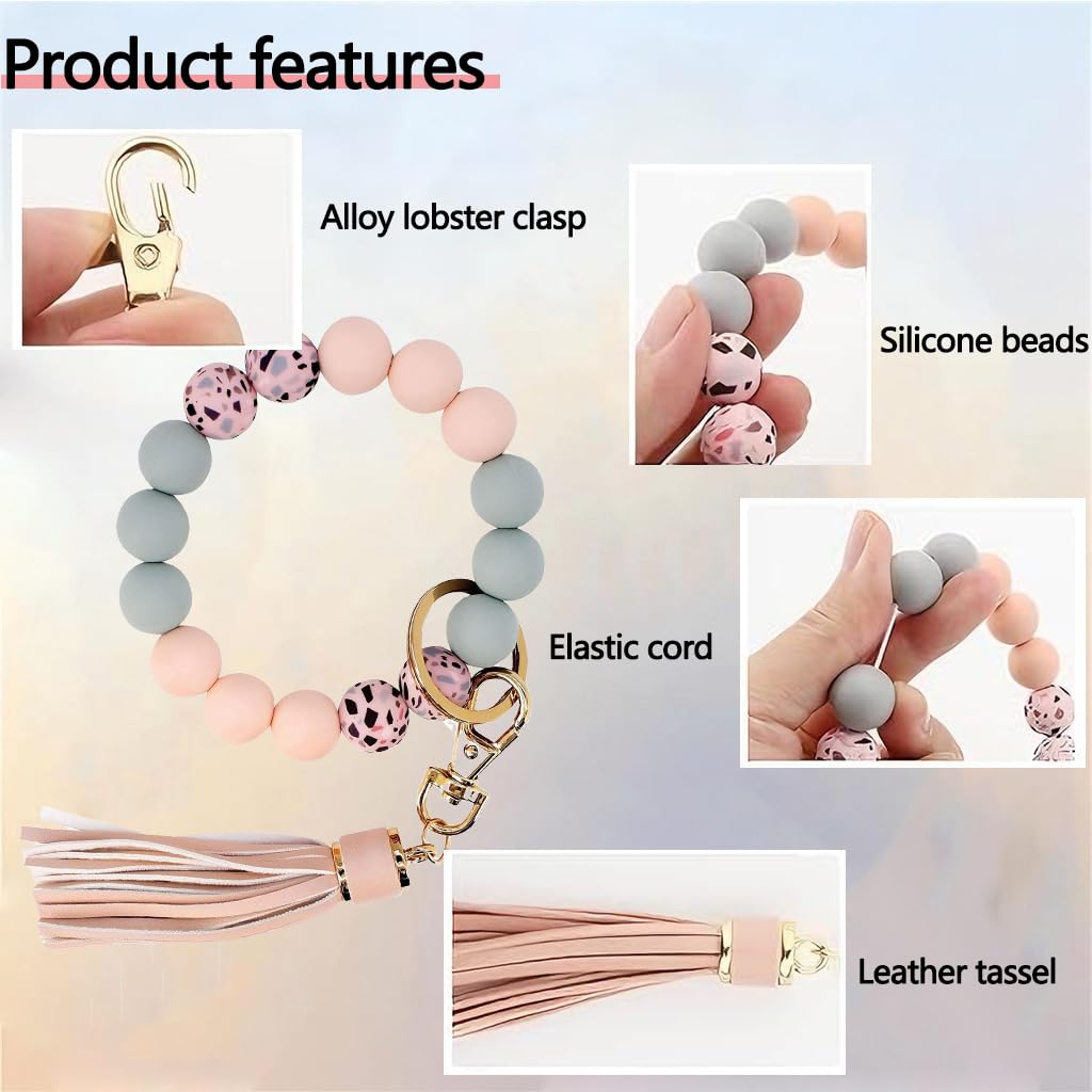 Zibuyu Beaded Tassel Wristlet Keychain for Women with Soft Silicone Beads | Stylish Car Key Holder