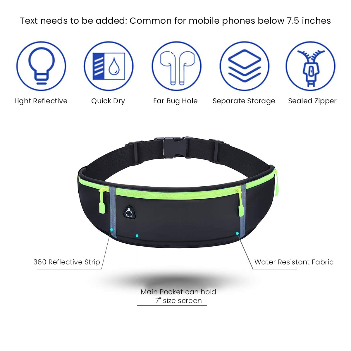 Optifit Running Belt Bag for Outdoor Workout with Cup Holder and Cable Hole | Fits 31–53 in Waist