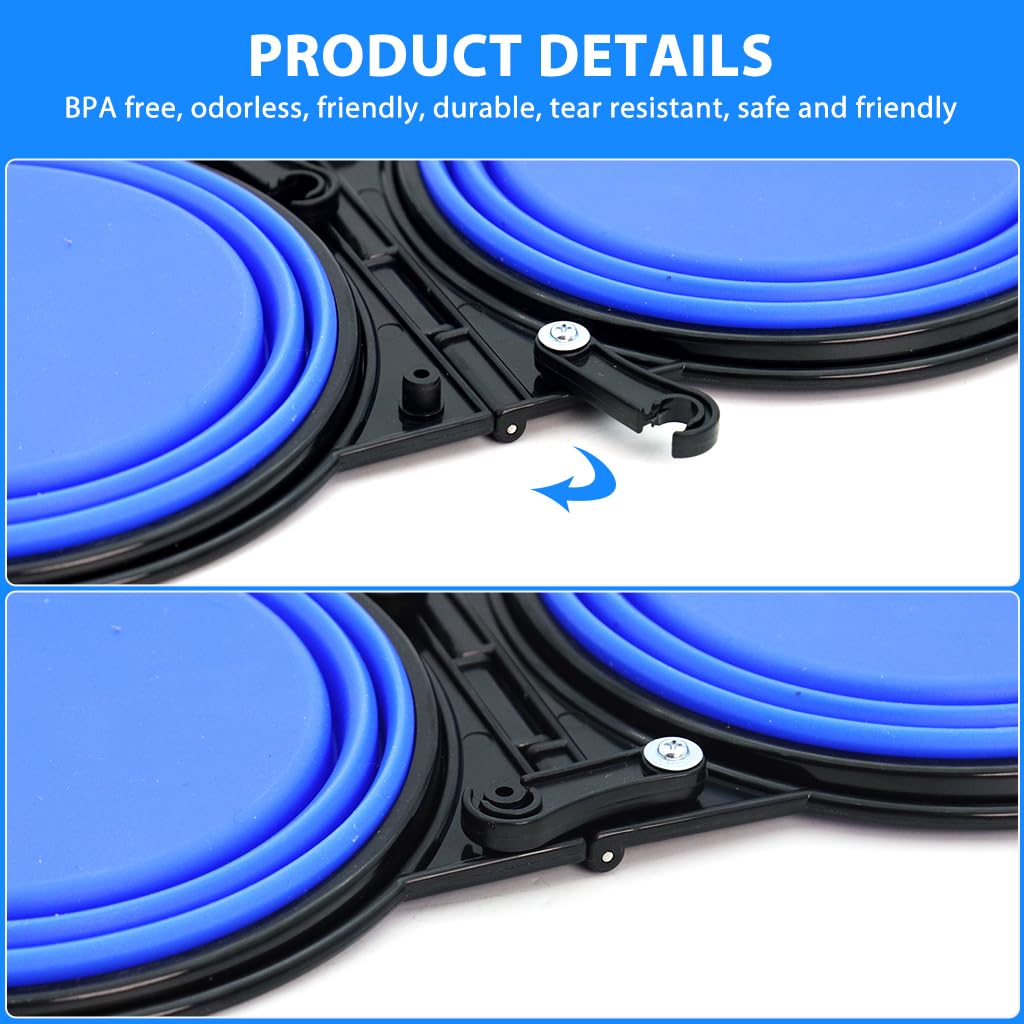 Qpets Dog Bowl for Travel and Hiking featuring 2 in 1 Bifold Design with Carabiner | Food Grade Silicone