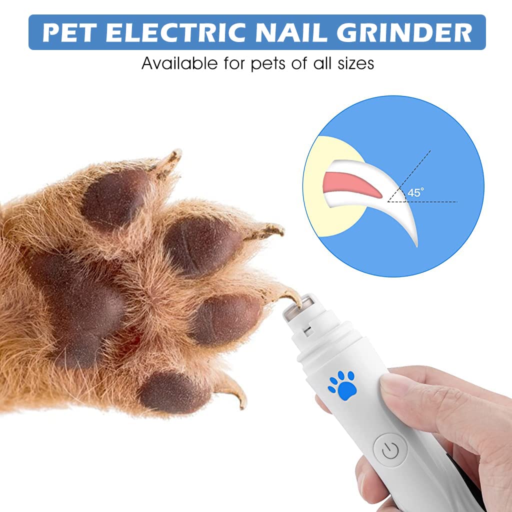 ZIBUYU Electric Nail Grinder for Dog and Cat with Dual LED Light and 3 Speed 8500rpm | USB Rechargeable Low Noise Trimmer