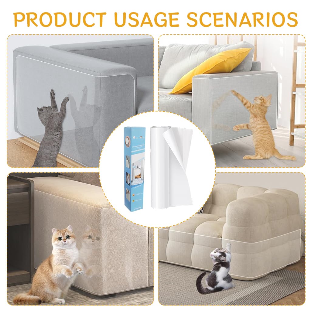 Qpets Cat Scratcher Transparent Anti Scratch Tape for Furniture Protection 30x300cm 3pcs