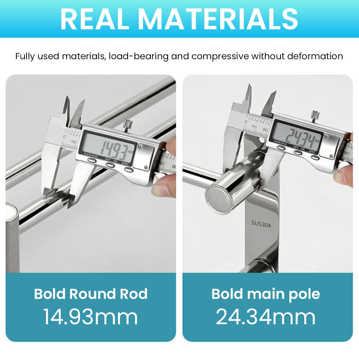 HASTHIP Stainless Steel Towel Rack for Bathroom with 3 Tier Ladder Design and 23.6 in Rod | Wall Mounted Organizer for Quick Dry Towels