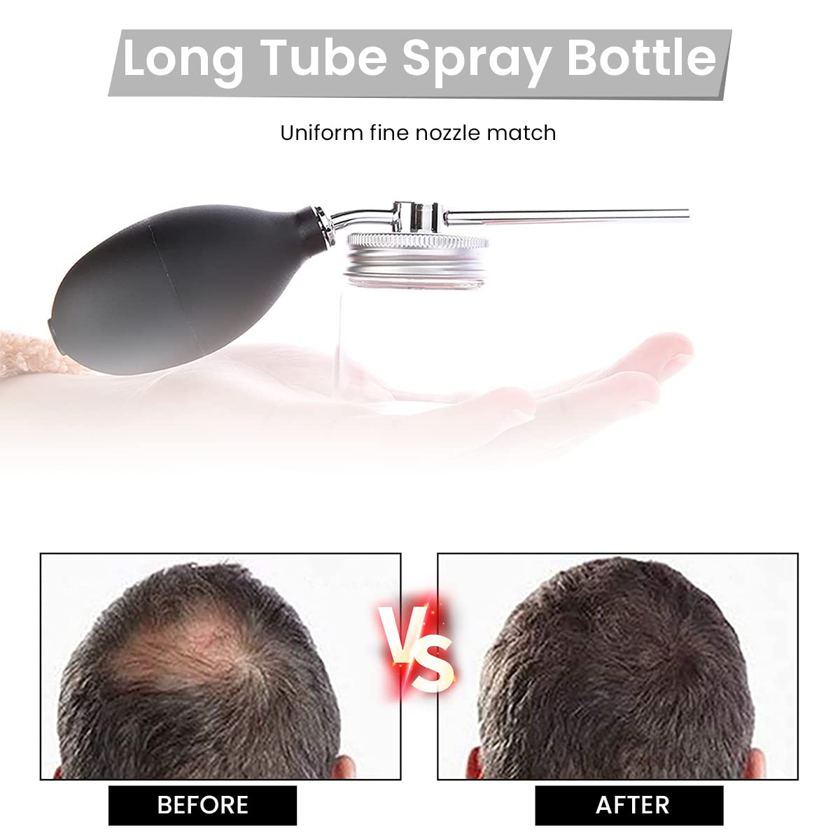MAYCREATE Hair Building Fibers Spray Applicator for Thinning Hair with Glass Bottle and Metal Nozzle | Portable Refillable Pump