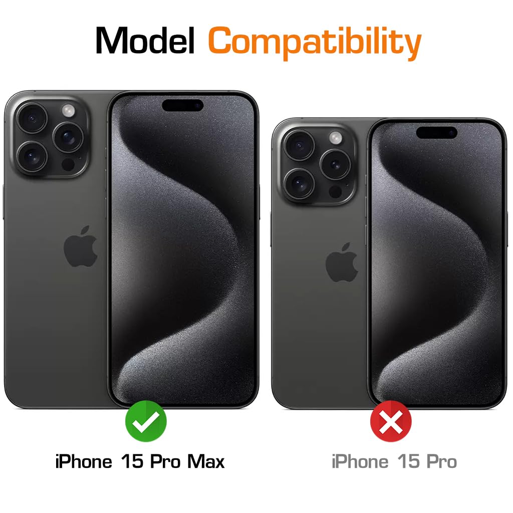 ZORBES Phone Case for iPhone 15 Pro Max 6.7 inch with MagSafe Magnet and Metal Button Cover | Black Rubber Frame Full Protection