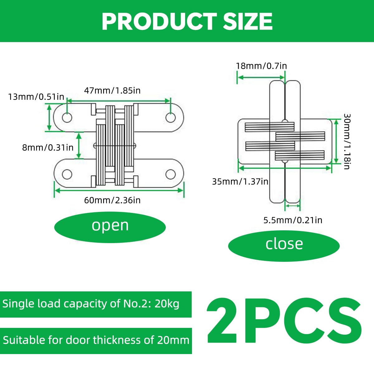 Serplex Hidden Door Hinges for 20mm Doors with 10KG Support and Quiet Concealed Design