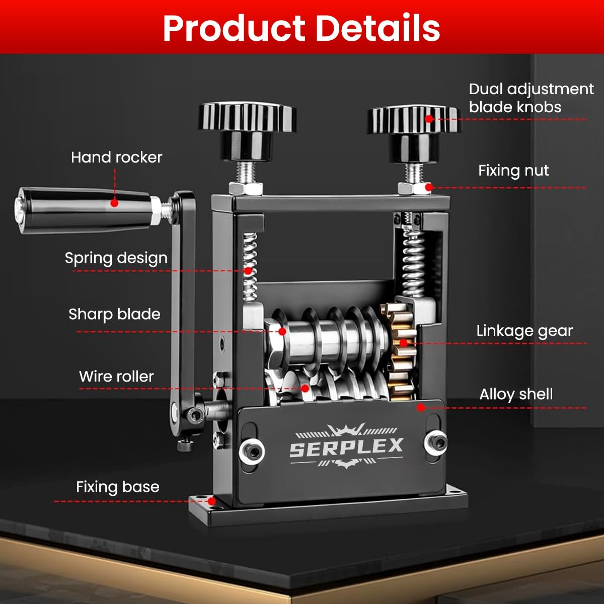 Serplex Wire Stripper for 3–14 AWG Cable featuring 25-in-1 Functions and Anti-Slip Handle | Black