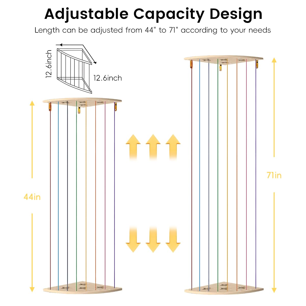 SNOWIE SOFT Wall Corner Organizer for Stuffed Toys featuring Elastic Rope Storage 44–77 in with Wooden Base and Roof | Space‑Saving Display for Kids Room