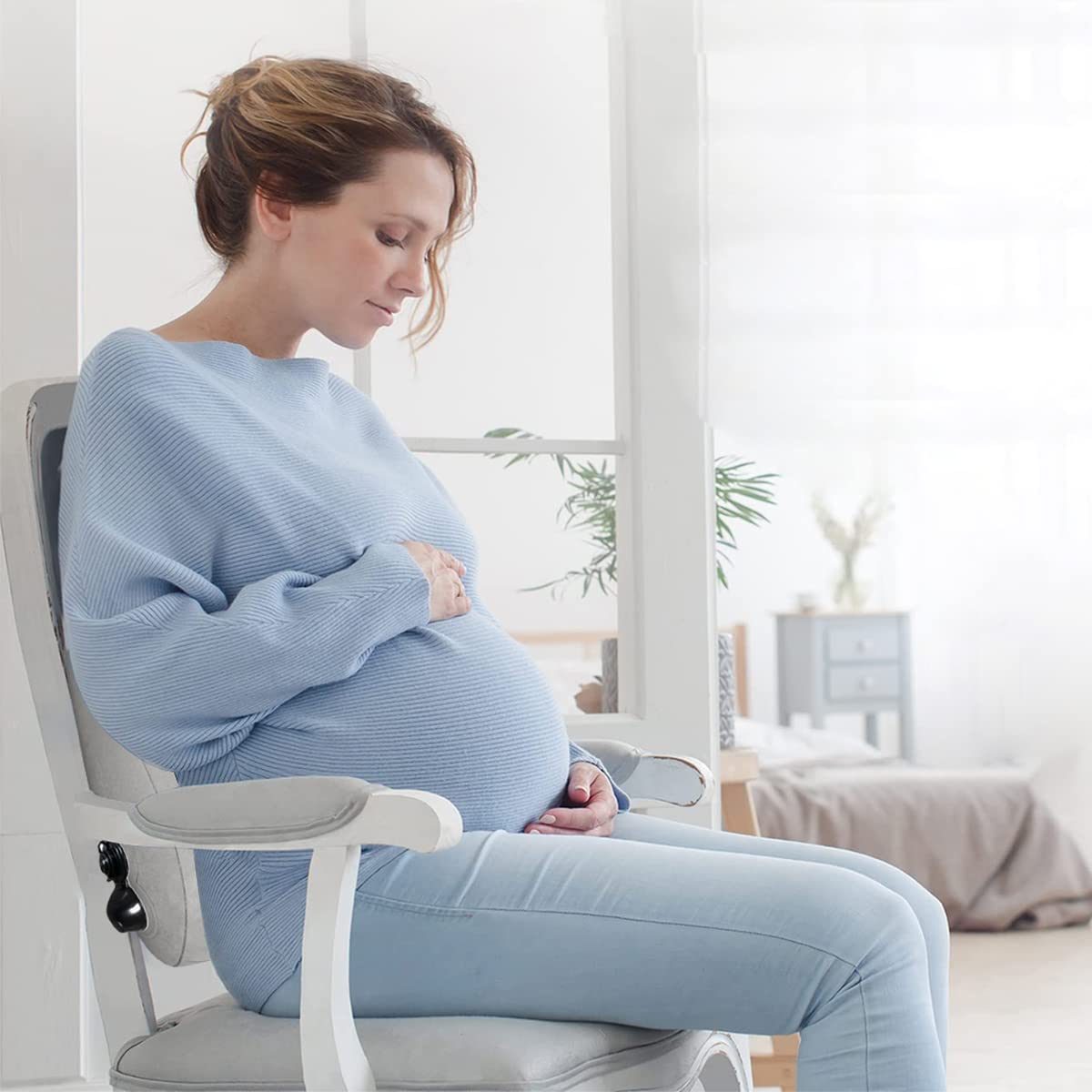 PALAY Inflatable Travel Pillow for Flight and Office with Self‑Inflating Design 42×40×18 cm Grey