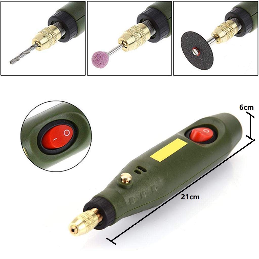 HASTHIP Mini Portable Electric Grinder Set for Polishing and Drilling with Ergonomic Handle | Includes 4 Stone Mills and 5 Drills