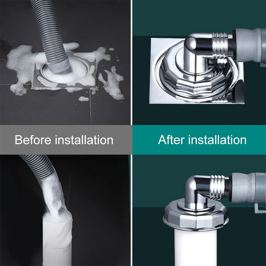 HASTHIP Washing Machine Drain Cover for Floor Use with Flexible Tube 40mm | ABS Silver Connector