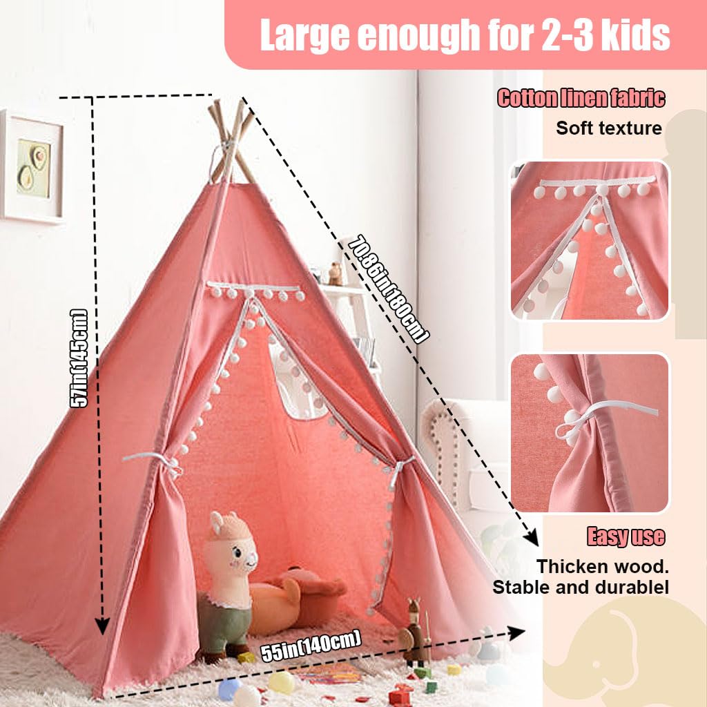 PATPAT® Foldable Tent House for Kids, Kids Tent House for Girls Storage Bag, Teepee Tent House for Girls Boys, Play House for Kids Ideal Gift, Doll House for Girls Baby Tent House Pink