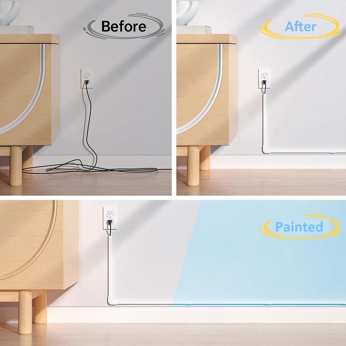 Serplex Cord Hider for Wall and TV Cables with 6 Connectable Covers 15.7 in Each | Neat Wire Management