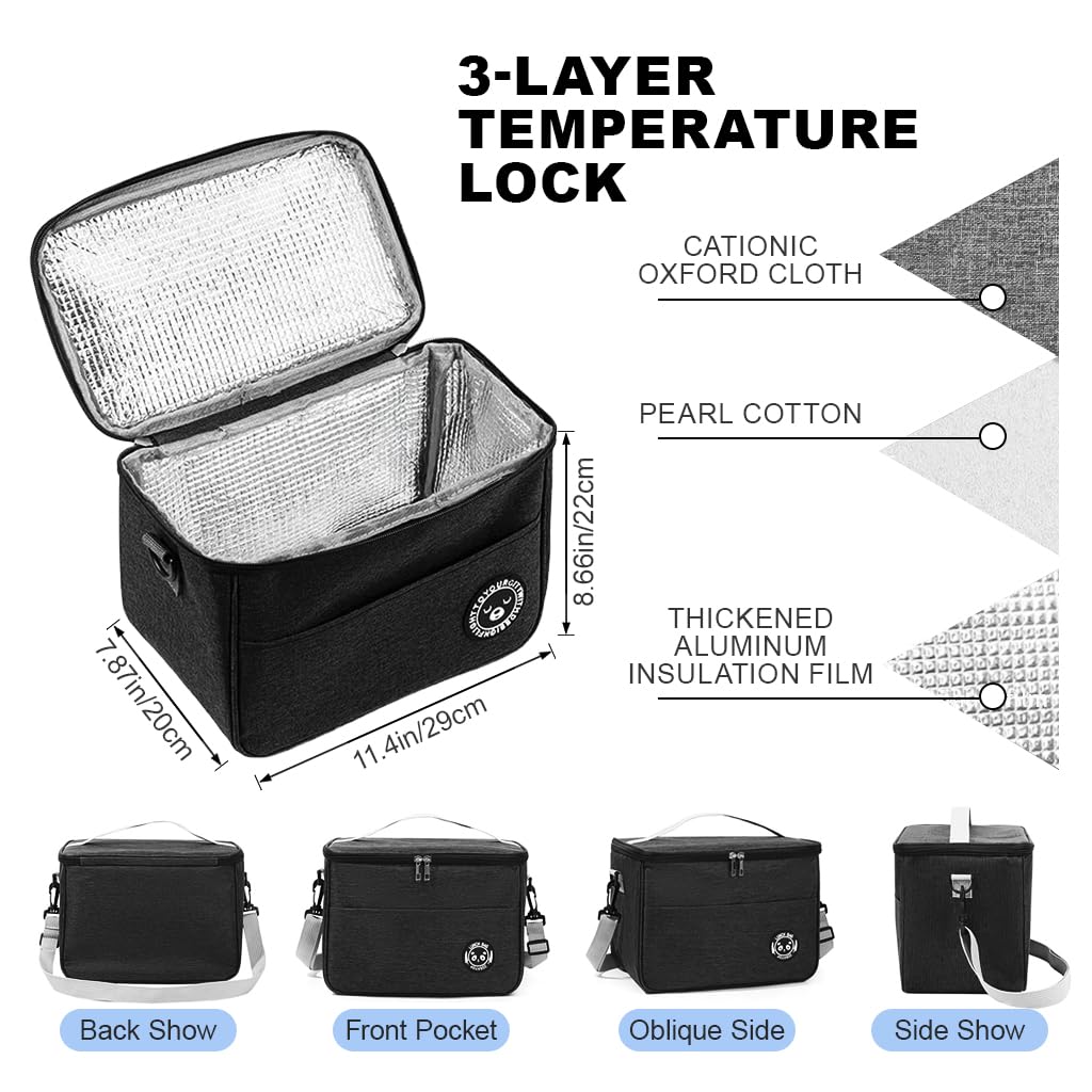 Supvox Insulated Lunch Bag for Camping Picnic School and Office with Handle & Shoulder Strap 29x20x22cm