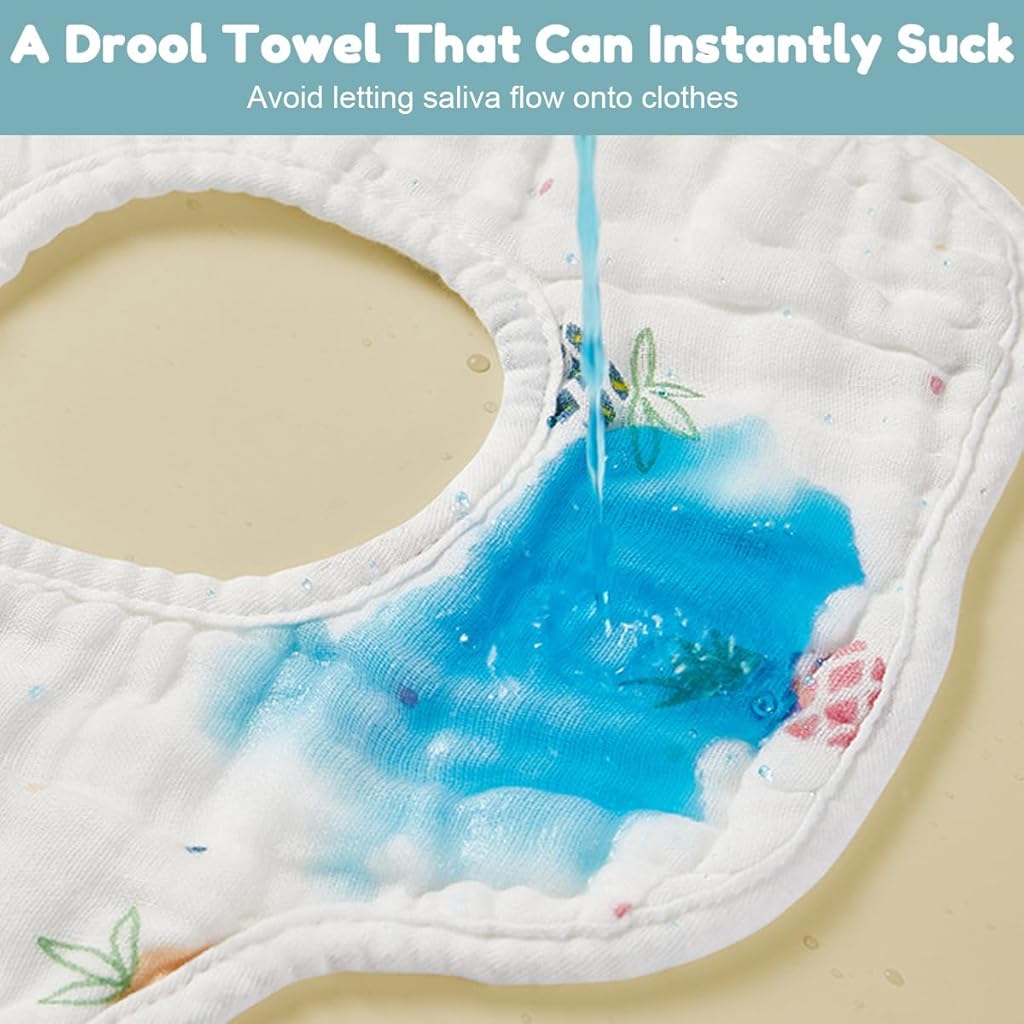 SNOWIE SOFT® 5Pcs Baby Bibs Cute Cartoon Bibs Back Button-up Soft