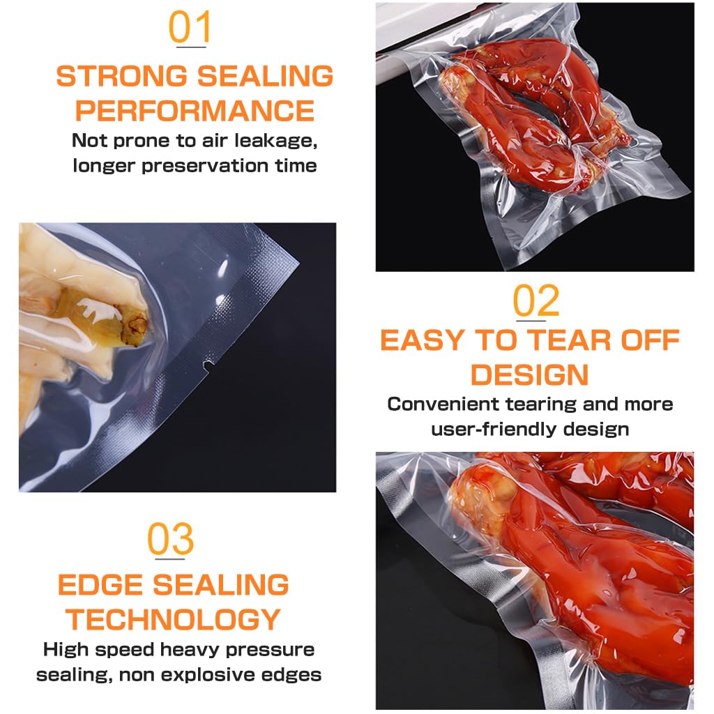 HASTHIP Vacuum Sealer Bags for Food Storage featuring 0.16mm Puncture Resistance | 100pcs 5.9x9.8in BPA Free