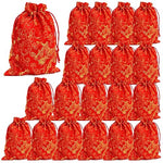 HASTHIP® 20pcs Drawstring Bag Pouches, Gift Bags Red Drawstring Bag, Small Party Favor Gift Bags Red Drawstring Burlap Bags for Christmas, Wedding Favors, DIY Craft Bags