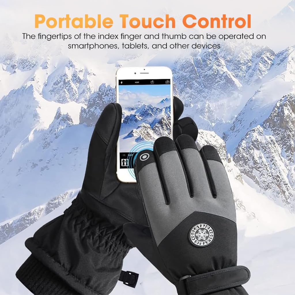 GUSTAVE Winter Gloves for Outdoor Use with Touch Screen and Anti Slip Palm | 27cm Thermal Fleece Lining