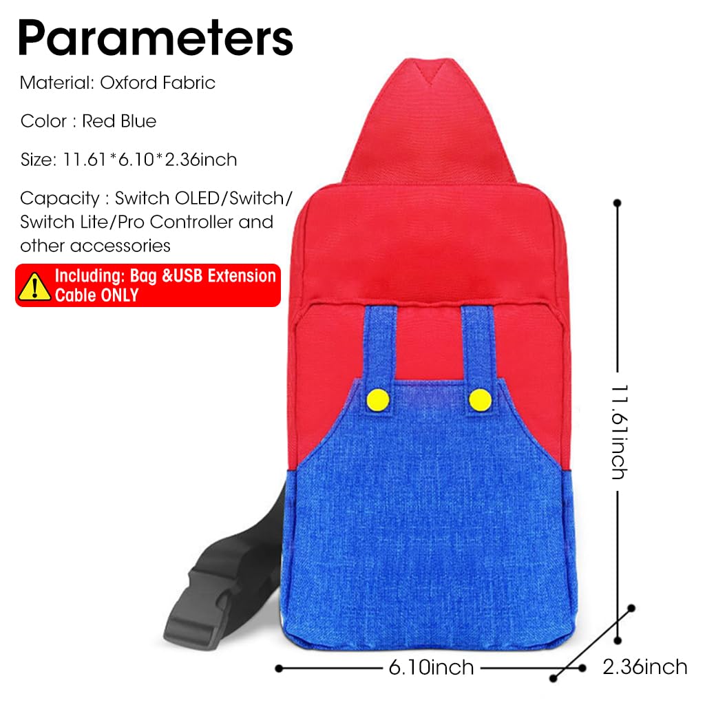 Verilux Travel Bag for Switch and Steam Deck with Double Layer Storage | Waterproof Crossbody Backpack for Mario Fans