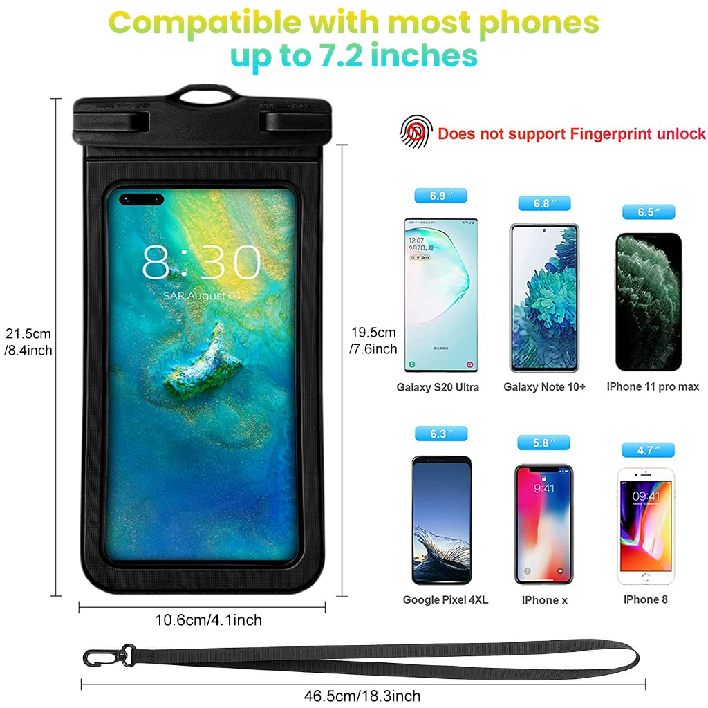 Waterproof Mobile Pouch for Beach and Swimming with Snap Lock Design & IPX8 Seal | Fits 6.9 in Phones