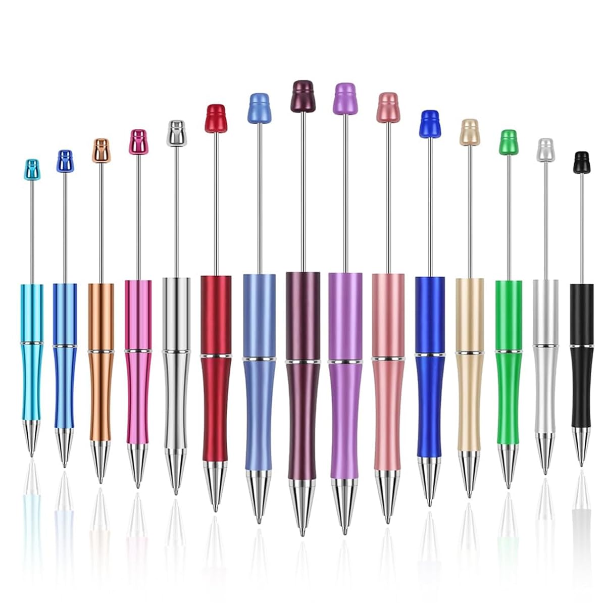 Climberty® 15Pcs Beadable Pens DIY Beading Ball-point Pen Creative Ball-point Pen Smooth Writing No Smudge 1.0mm Ball-point Pen for Writing Student Ball-point Pen